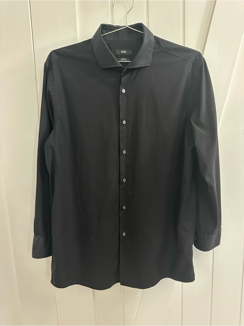 Hugo Boss Sharp Fit Black Men's Long-Sleeve Dress Shirt - Neck 17.5 Sleeve 34/35